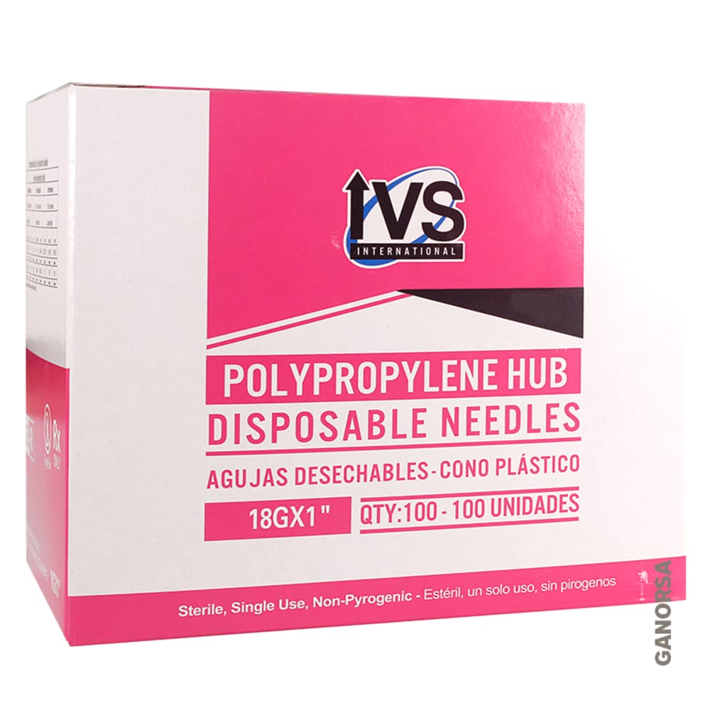Imagen de AGUJA DESECHABLE IVS 18 X 1/2" 100 UDS.