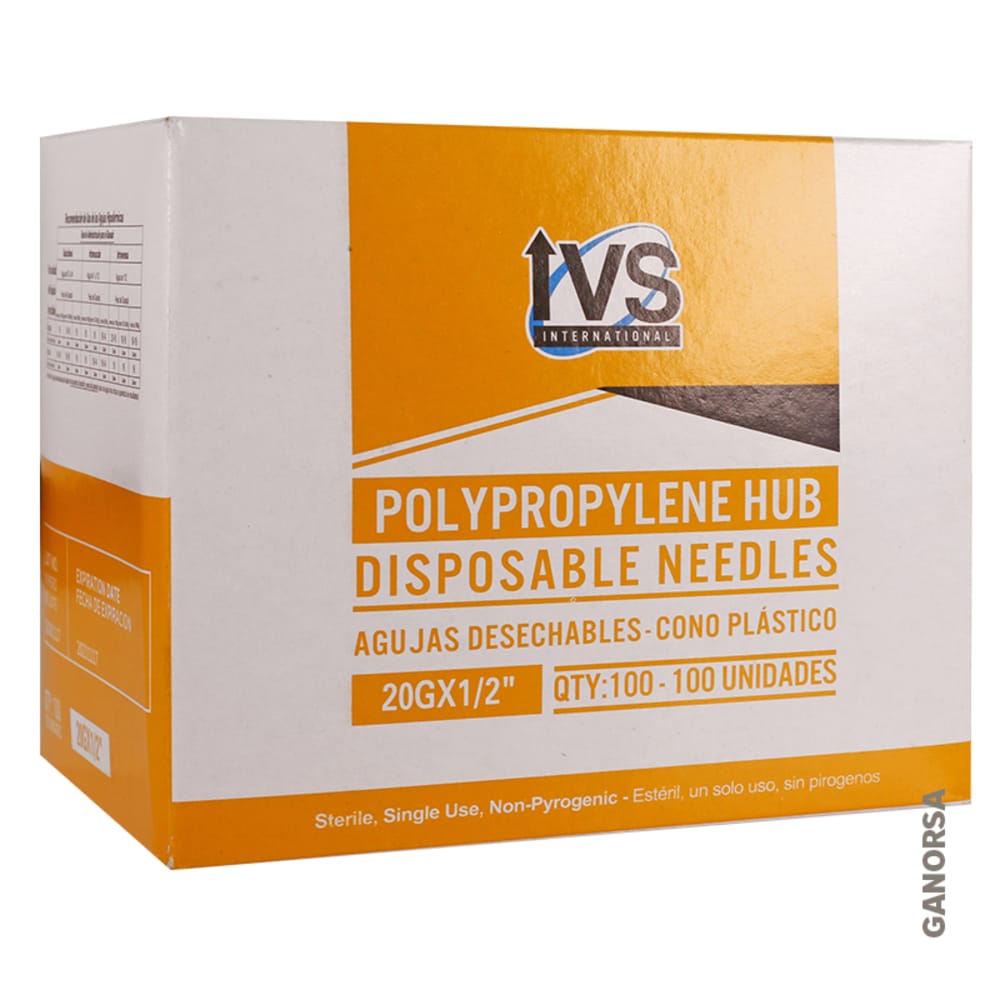 Imagen de AGUJA DESECHABLE IVS 20 X 1/2 " 100 UDS