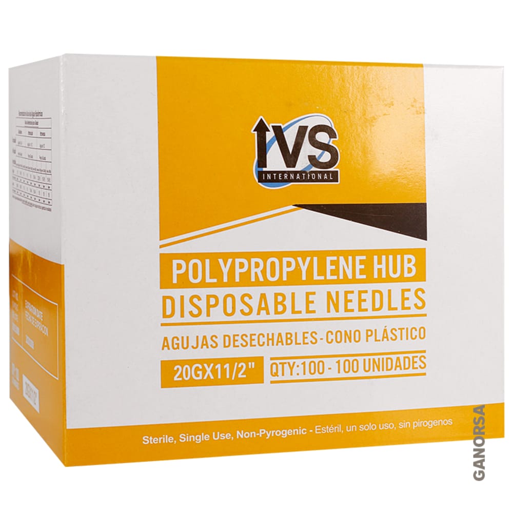 Imagen de AGUJA DESECHABLE IVS 20 X 1 1/2" 100 UDS