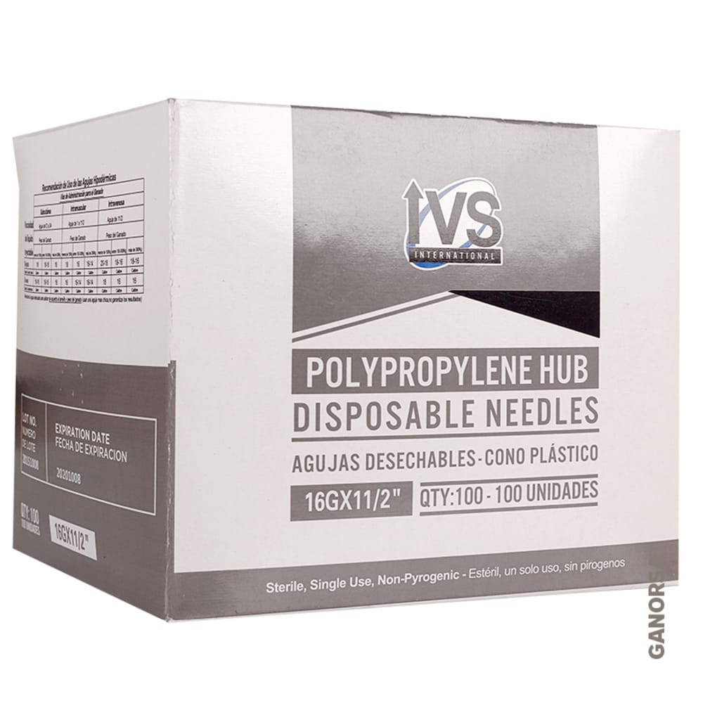 Imagen de AGUJA DESECHABLE IVS 16 X 1 1/2" 100 UDS.