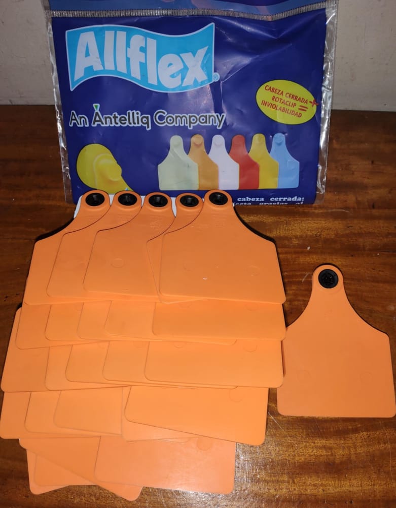 Imagen de ARETE ALLFLEX GRANDE NARANJA NUMERADO UNIDAD