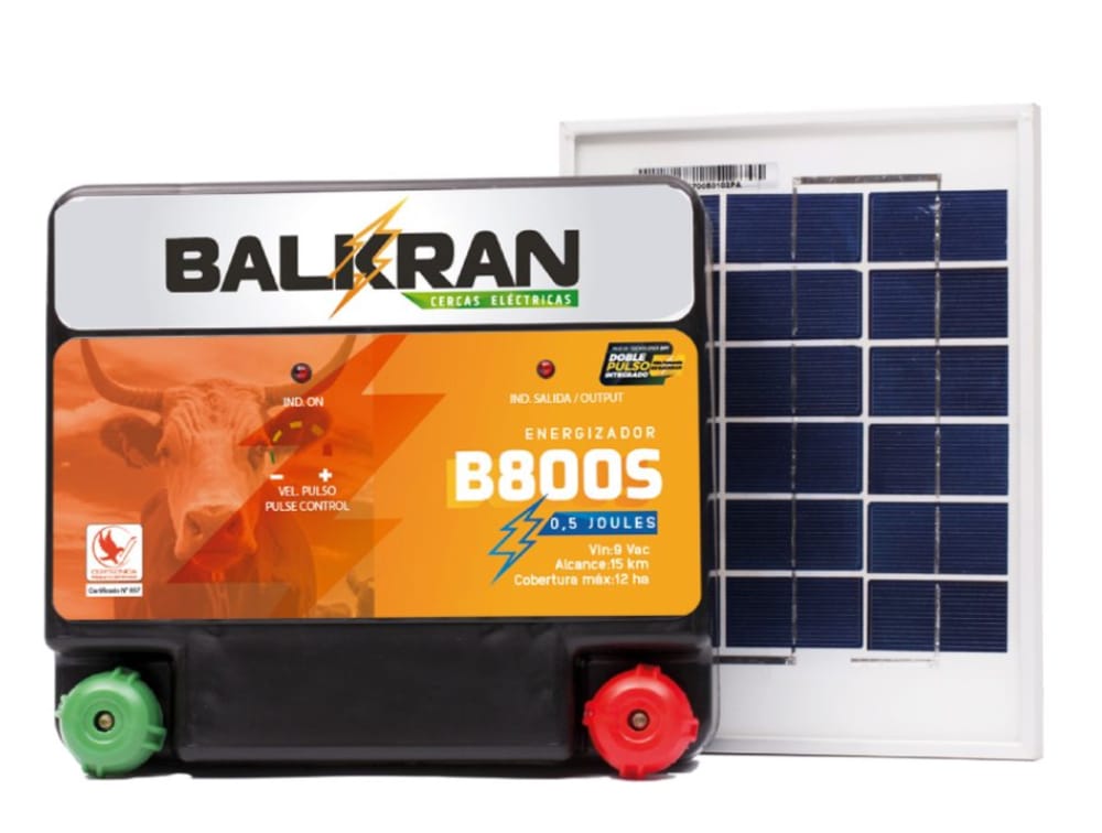 Imagen de KIT ENERGIZADOR BALKRAN B800S 15KM Y PANEL SOLAR 20 WATTS