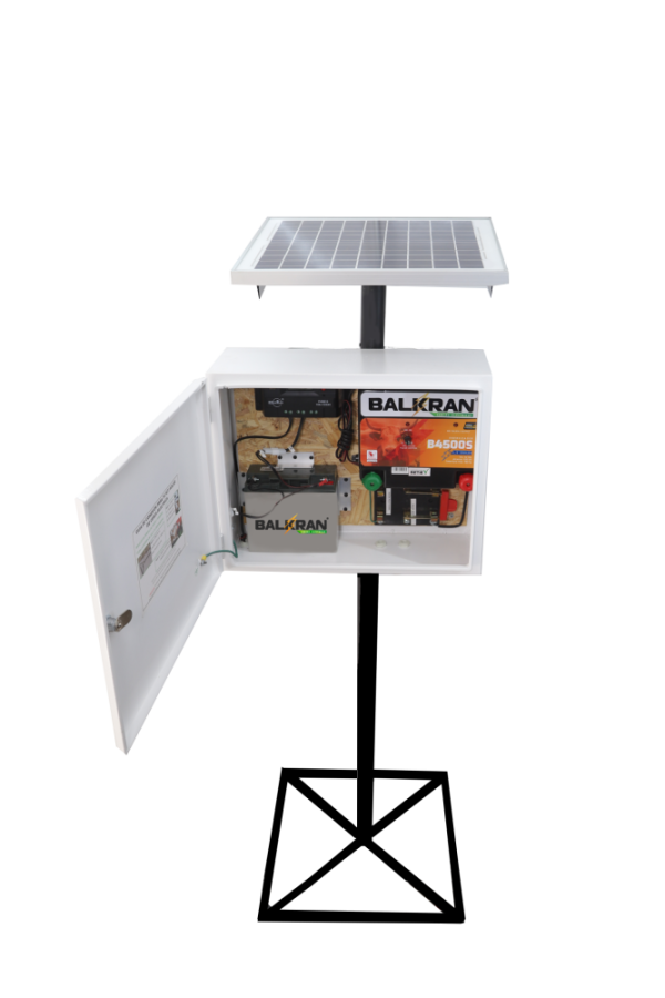 KIT ENERGIZADOR BALKRAN B4500S 100KM Y PANEL SOLAR 60 WATTS