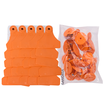 ARETE ALLFLEX MEDIANO NARANJA 25 UNI MEDIDA 6CM DE ALTO X 5.5 CM DE ANCHO
