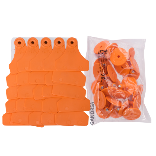 ARETE ALLFLEX MEDIANO NARANJA 25 UNI MEDIDA 6CM DE ALTO X 5.5 CM DE ANCHO