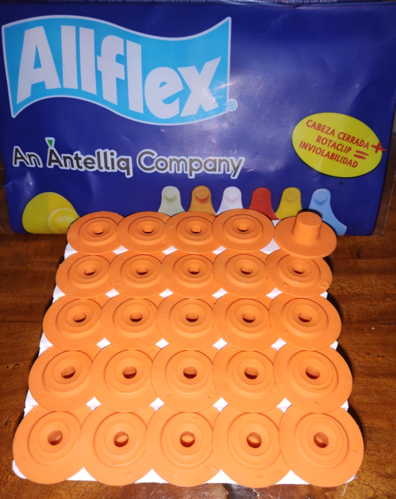 ARETE BOTON ALLFLEX PEQUEÑO NARANJA 25 UNI